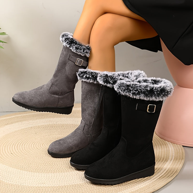 Fashionable Winter Ankle Snow Boots - Slip-resistant PU Sole